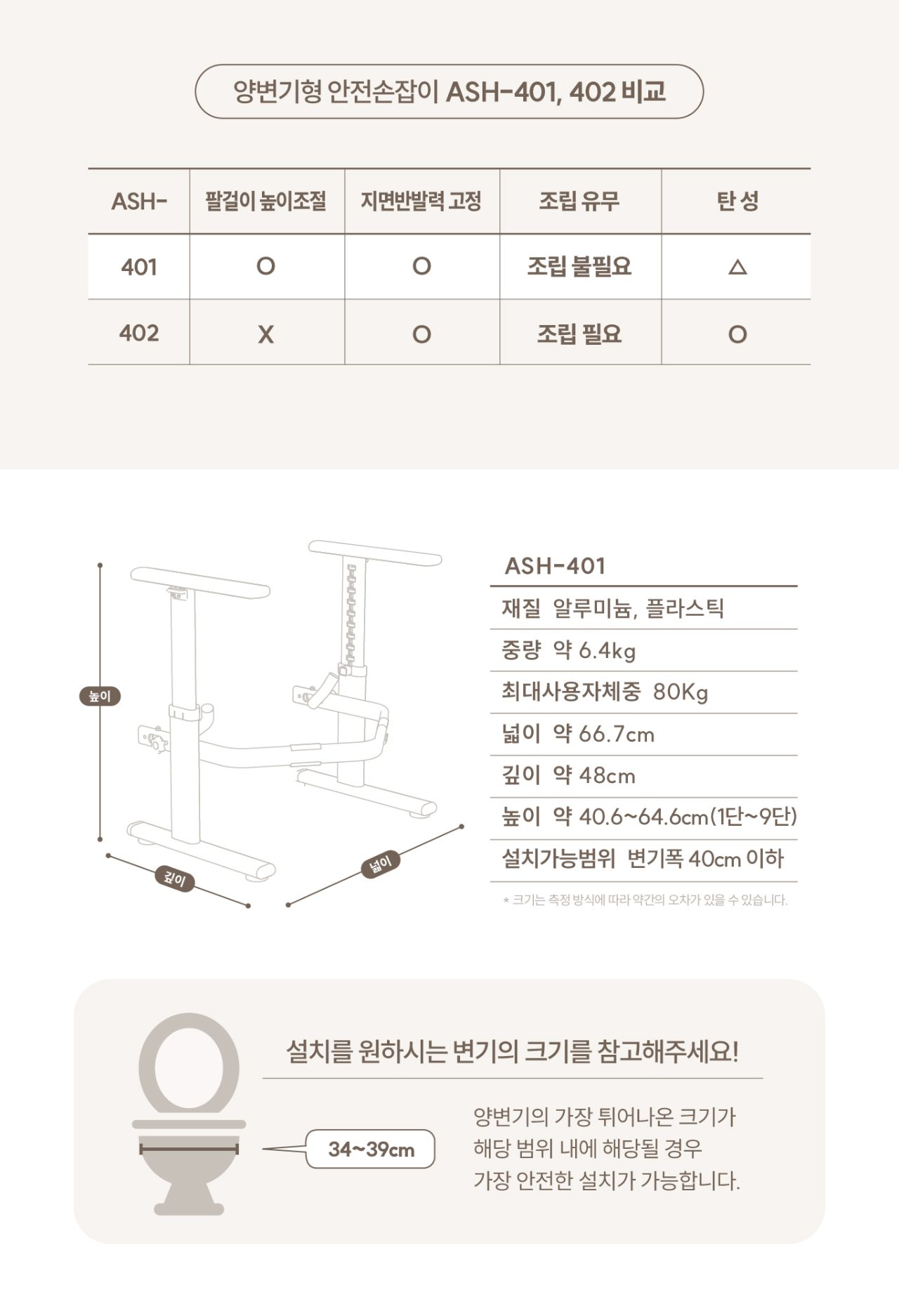 안전손잡이 변기형 ASH-401 상세 이미지 8