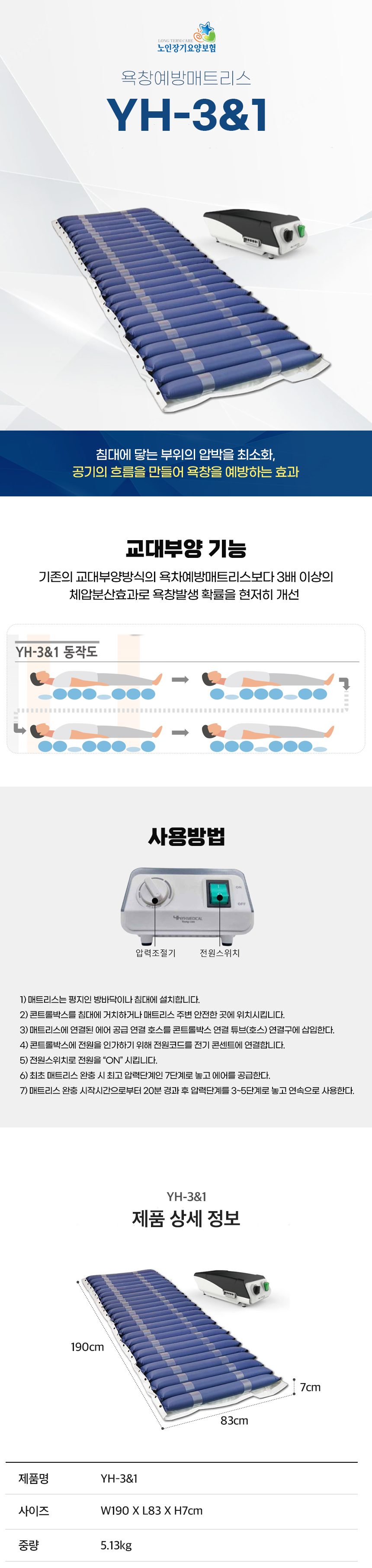 욕창예방 매트리스 보장구 YH-3&1 상세 이미지 1